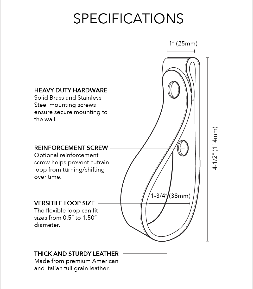 Romi Classic Leather Curtain Rod Holder (set of 2)