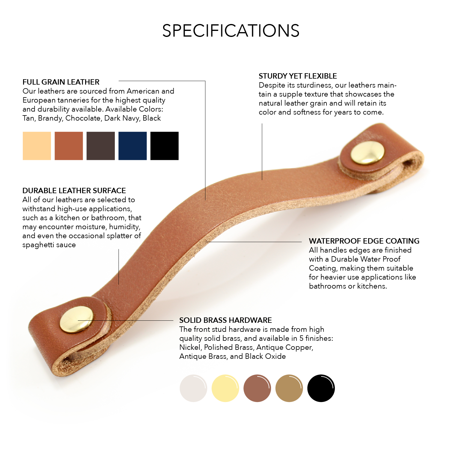 Romi Classic Leather Drawer Handle