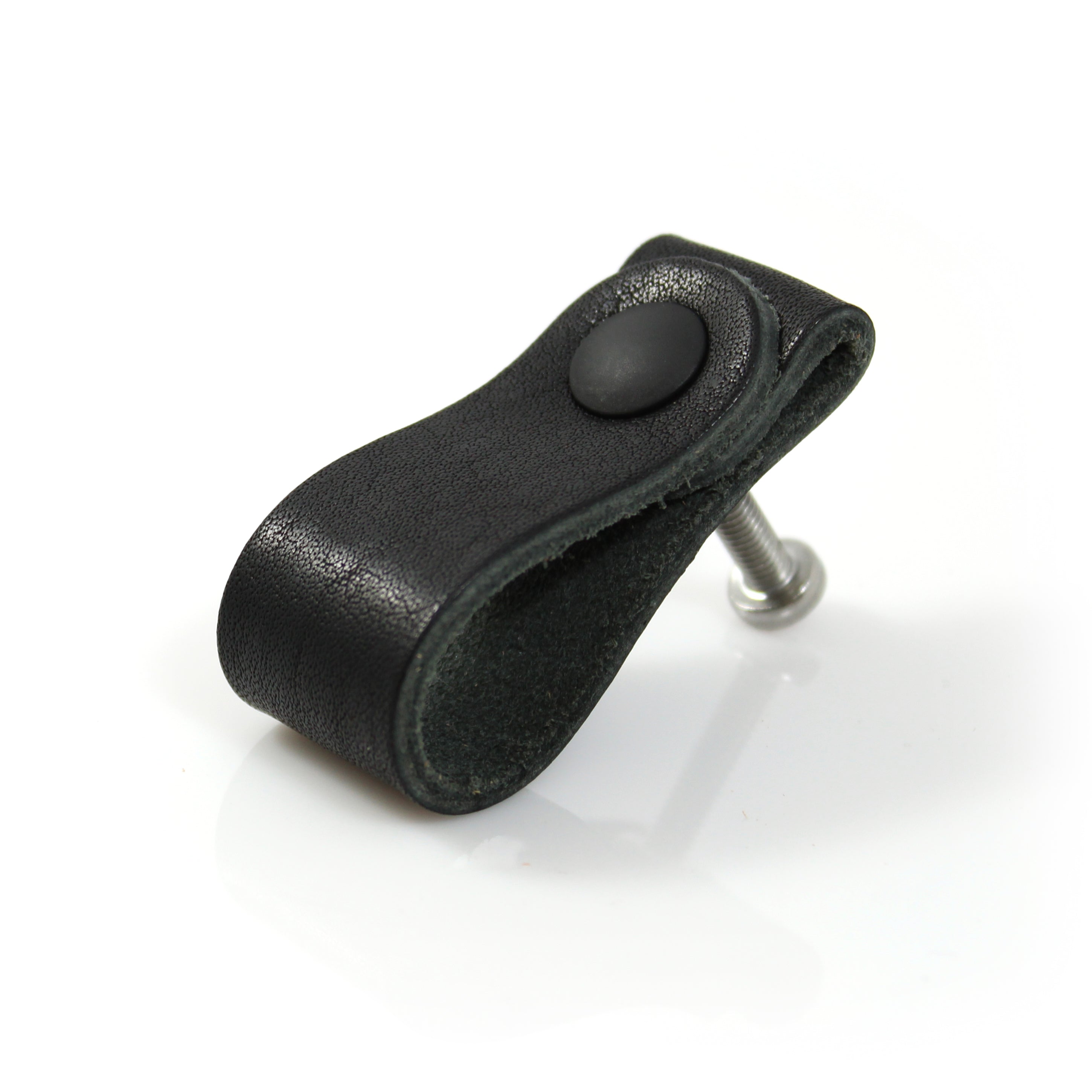 Leather Drawer Pull | Leather Kitchen Handle | Leather Pull for Cabinet | Romi Drawer Pull, Black / Nickel (silver) / Large Leather Drawer Pull | Leather Kitchen Handle | Leather Pull for Cabinet | Romi Drawer Pull, Black / Nickel (silver) / Large